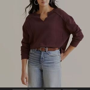 White Crow Burgundy V-Neck Sweater Relaxed Fit